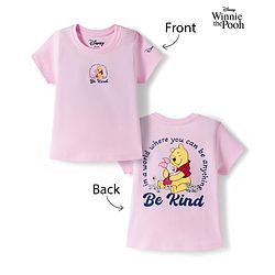Babyhug Disney 100% Cotton Knit Half Sleeves T-Shirt With Front & Back Winnie the Pooh Graphic - Pink