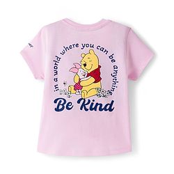 Babyhug Disney 100% Cotton Knit Half Sleeves T-Shirt With Front & Back Winnie the Pooh Graphic - Pink