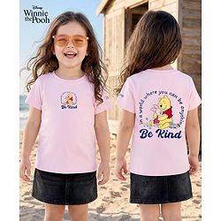 Babyhug Disney 100% Cotton Knit Half Sleeves T-Shirt With Front & Back Winnie the Pooh Graphic - Pink