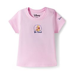 Babyhug Disney 100% Cotton Knit Half Sleeves T-Shirt With Front & Back Winnie the Pooh Graphic - Pink