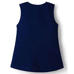 Babyhug Knit Sleeveless Frock With Butterfly Print - Navy Blue