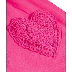 Babyhug Knit Sleeveless Frock With Heart Patch - Dark Pink