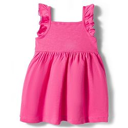 Babyhug Knit Sleeveless Frock With Heart Patch - Dark Pink