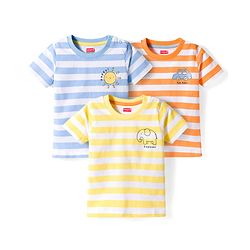 Babyhug Cotton knit Half Sleeves Striped & Printed T-Shirts Pack of 3 - Multicolor