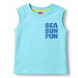 Babyhug Cotton Knit T-Shirts Sleeveless Graphic Light/Sky Blue 6-9 Months Pack of 3