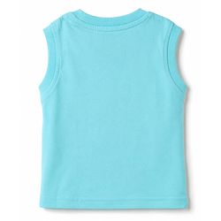Babyhug Cotton Knit T-Shirts Sleeveless Graphic Light/Sky Blue 6-9 Months Pack of 3