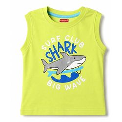 Babyhug Cotton Knit T-Shirts Sleeveless Graphic Light/Sky Blue 6-9 Months Pack of 3
