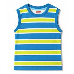 Babyhug Cotton Knit T-Shirts Sleeveless Graphic Light/Sky Blue 6-9 Months Pack of 3