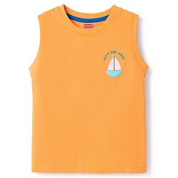 Babyhug Cotton Knit T-Shirts Sleeveless with Graphics Multi Color 6-9 Months Pack of 3