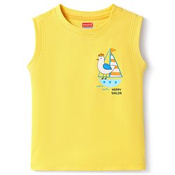 Babyhug Cotton Knit T-Shirts Sleeveless with Graphics Multi Color 6-9 Months Pack of 3