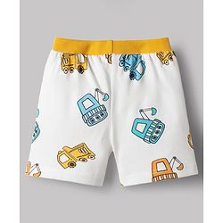 Babyhug Cotton Knit Mid Thigh Construction Vehicles Printed Shorts Pack Of 3 - Multi Color