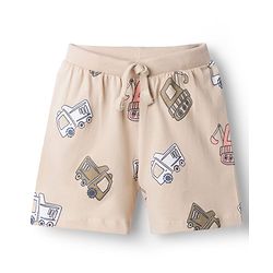 Babyhug Cotton Knit Mid Thigh Length Shorts with Sea Vehicle Print Pack of 2 - Multicolor