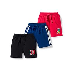 Babyhug Single Jersey Knit Mid Thigh Shorts with Dino & Number Print Pack of 3 - Multicolor