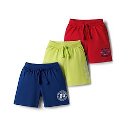 Babyhug Single Jersey Knit Mid Thigh Shorts with Text Print Pack of 3 - Multicolor