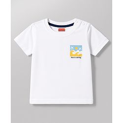 Babyhug 100% Cotton Knit Half Sleeves Striped Beach Theme Text Printed T-Shirts Pack Of 5 - Multicolor