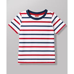 Babyhug 100% Cotton Knit Half Sleeves Striped Beach Theme Text Printed T-Shirts Pack Of 5 - Multicolor