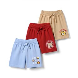 Babyhug Single Jersey Knit Mid Thigh Shorts with Animal Print Pack of 3 - Multicolor