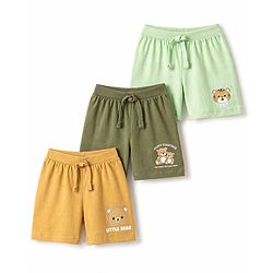 Babyhug Single Jersey Knit Mid Thigh Shorts with Animal Print Pack of 3 - Multicolor
