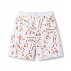 Babyhug Cotton Knit Mid Thigh Striped & Animal Printed Shorts Pack Of 3 - Multicolor
