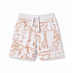 Babyhug Cotton Knit Mid Thigh Striped & Animal Printed Shorts Pack Of 3 - Multicolor