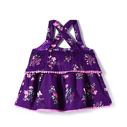 Babyhug Woven Sleeveless Top with Floral Print &  Applique - Multicolor