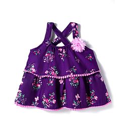 Babyhug Woven Sleeveless Top with Floral Print &  Applique - Multicolor