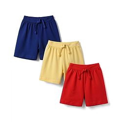 Babyhug Cotton Knit Mid Thigh Solid Shorts Pack Of 3 - Multicolor