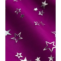 Babyhug Knitted Half Frill Sleeves Star Foil Printed Frock With Patch - Purple