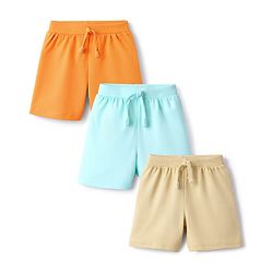 Babyhug Cotton Knit Mid Thigh Solid Shorts Pack Of 3 - Multi Color