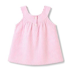 Babyhug 100% Cotton Woven Sleeveless Floral Embroidered & Striped Top - Pink