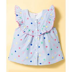 Babyhug Cotton Woven Top Sleeveless Striped All Over Print Multi Color 9-12 Months