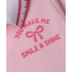 Babyhug Knit Half Sleeves Frock with Bow Print - Pink