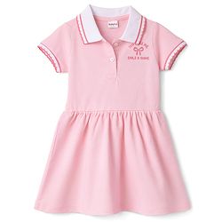 Babyhug Knit Half Sleeves Frock with Bow Print - Pink