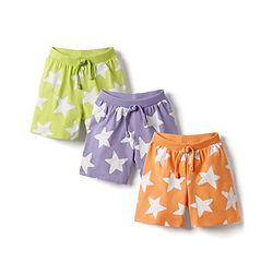 Babyhug Single Jersey Knit Mid Thigh Shorts with Star Print Pack of 3 - Multicolor