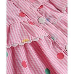 Babyhug 100% Cotton Woven Sleeveless Striped Top With Schiffli Detailing & Polka Dots Print - MUlticolor