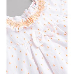 Babyhug 100% Cotton Dobby Woven Top with Lace Detailing and Half Sleeves White 6-9 Months