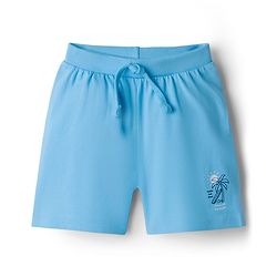 Babyhug Cotton Knit Mid Thigh Length Shorts with Beach Theme Print & Tape Detailing Pack of 2 - Multicolor