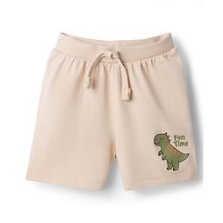 Babyhug Cotton Knit Mid Thigh Length Shorts with Dino Print & Tape Detailing Pack of 2 - Multicolor