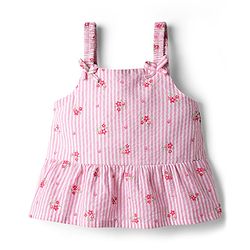 Babyhug Cotton Woven Sleeveless Floral Printed Top -Pink