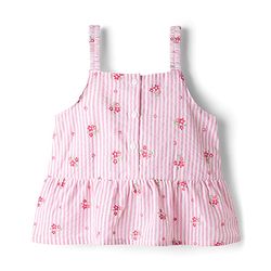 Babyhug Cotton Woven Sleeveless Floral Printed Top -Pink