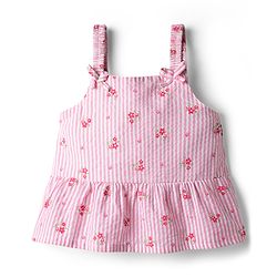 Babyhug Cotton Woven Sleeveless Floral Printed Top -Pink