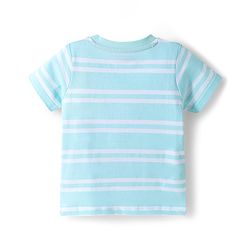 Babyhug Cotton Knit T-Shirt Half Sleeves Striped with Graphics Multi Color 6-9 Months