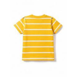 Babyhug 100% Cotton Knit Half Sleeves Animal Printed Striped T-Shirts Pack of 3 - Blue Yellow & Red
