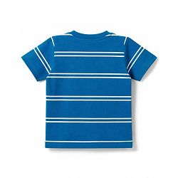 Babyhug 100% Cotton Knit Half Sleeves Animal Printed Striped T-Shirts Pack of 3 - Blue Yellow & Red