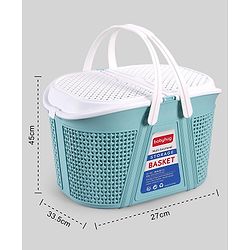Babyhug Multipurpose Basket with Lid | Multipurpose Oval Storage Basket with Handle & Dual-Sided Lid| Toys Storage| Home, Travel & Outdoor Use| Picnic Basket| Easy to Clean & Maintain  Blue