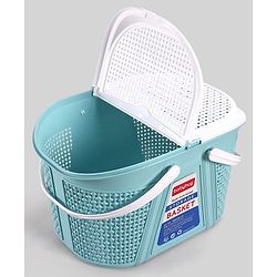 Babyhug Multipurpose Basket with Lid | Multipurpose Oval Storage Basket with Handle & Dual-Sided Lid| Toys Storage| Home, Travel & Outdoor Use| Picnic Basket| Easy to Clean & Maintain  Blue