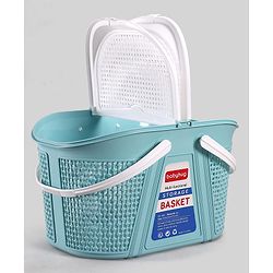 Babyhug Multipurpose Basket with Lid | Multipurpose Oval Storage Basket with Handle & Dual-Sided Lid| Toys Storage| Home, Travel & Outdoor Use| Picnic Basket| Easy to Clean & Maintain  Blue