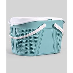 Babyhug Multipurpose Basket with Lid | Multipurpose Oval Storage Basket with Handle & Dual-Sided Lid| Toys Storage| Home, Travel & Outdoor Use| Picnic Basket| Easy to Clean & Maintain  Blue