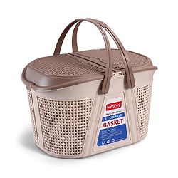 Babyhug Multipurpose Basket with Lid | Multipurpose Oval Storage Basket with Handle & Dual-Sided Lid| Toys Storage| Home, Travel & Outdoor Use| Picnic Basket| Easy to Clean & Maintain  Blue