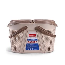 Babyhug Multipurpose Basket with Lid | Multipurpose Oval Storage Basket with Handle & Dual-Sided Lid| Toys Storage| Home, Travel & Outdoor Use| Picnic Basket| Easy to Clean & Maintain  Blue